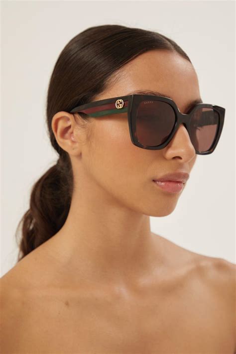 gucci havana shield sunglasses|Gucci 59mm square sunglasses.